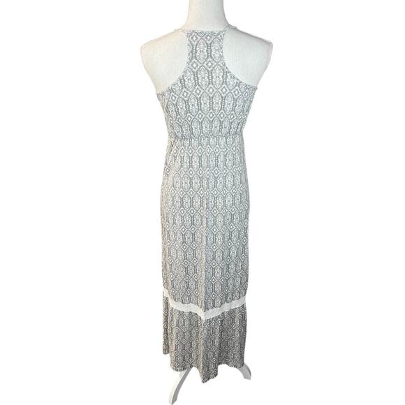 Mossimo gray geometric crochet hem maxi dress casual summer neutral boho - Picture 4 of 8